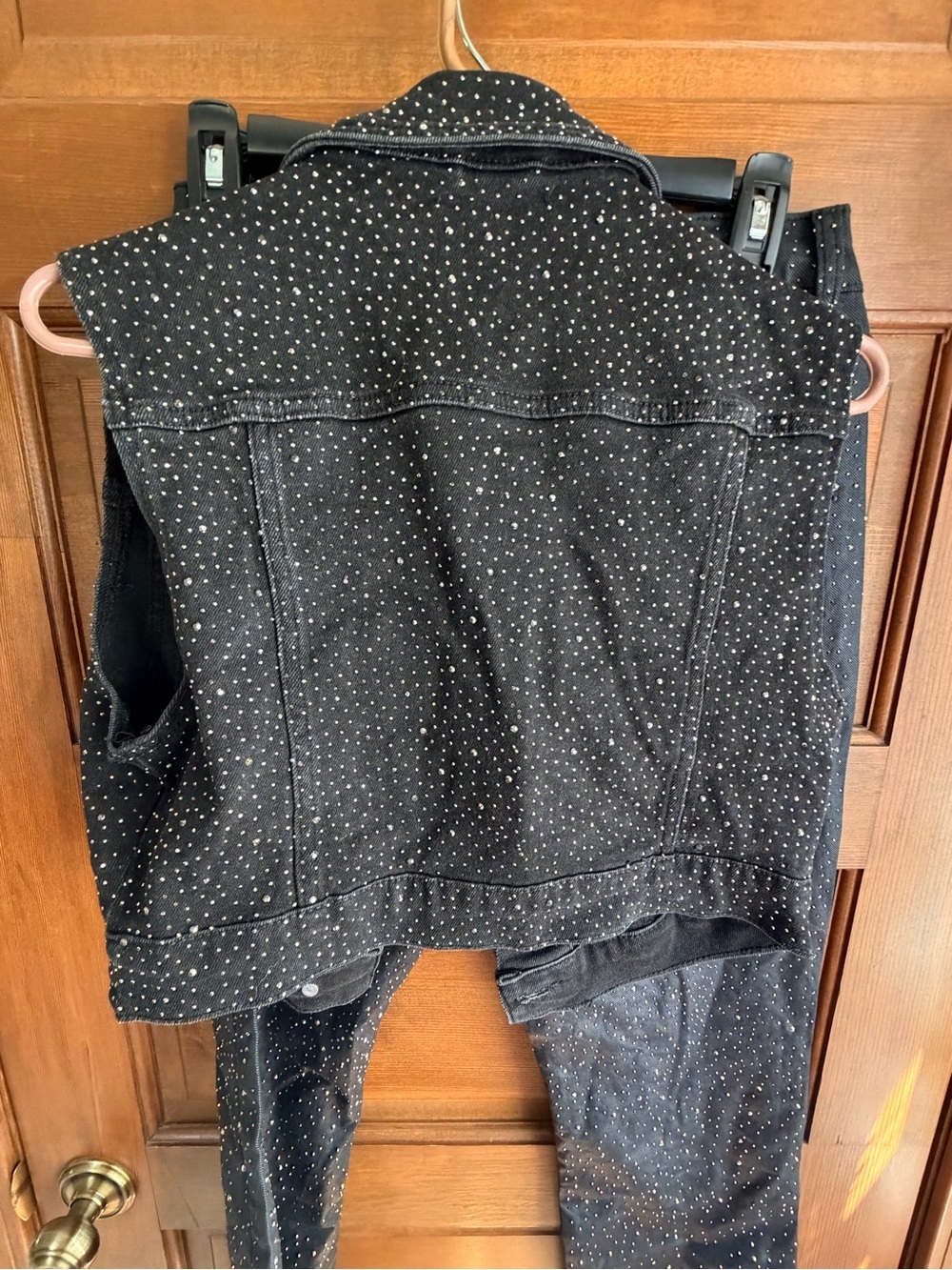 VIBRANT MIU BLACK DENIM RHINESTONE VEST AND JEANS ✨ - Picture 10 of 10